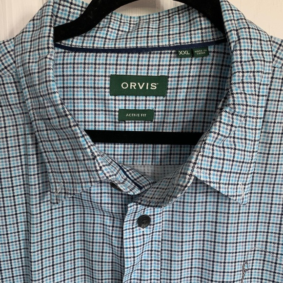 Orvis Men's Black and Blue Plaid Shirt - Picture 1 of 5